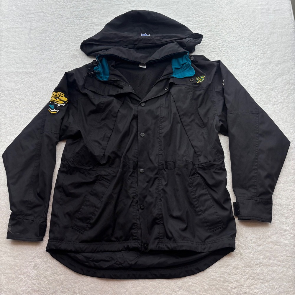 Vintage Puma NFL Jacksonville Jaguars Hooded Windbreaker Jacket Black Mens M